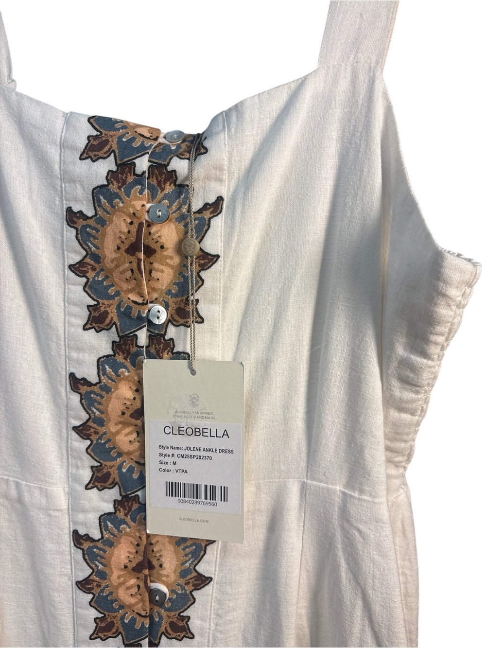 NWT Cleobella Jolene Placement Print Midi Sundress Linen MSRP $298 Medium - Picture 6 of 7